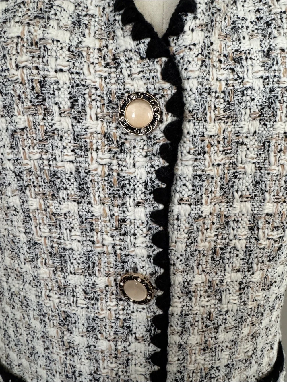 Pomander Place Black & White Tweed Mini Dress - Size Medium - Picture 4 of 10